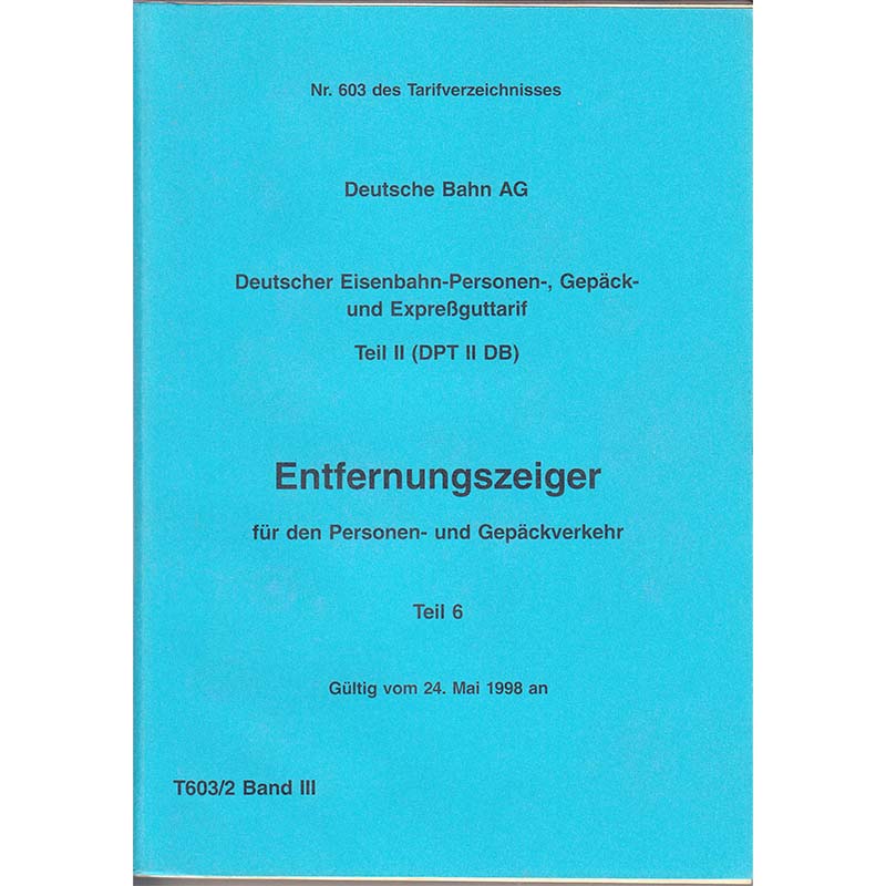Deutsche Bahn AG, Entfernungsanzeiger, 1998 T603/2 Band III