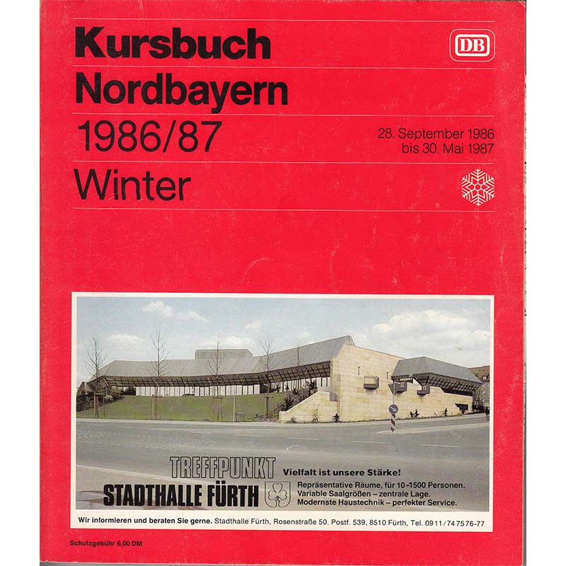 Kursbuch DB - Nordbayern, Winter 1986/87 inkl. Übersichtskarte