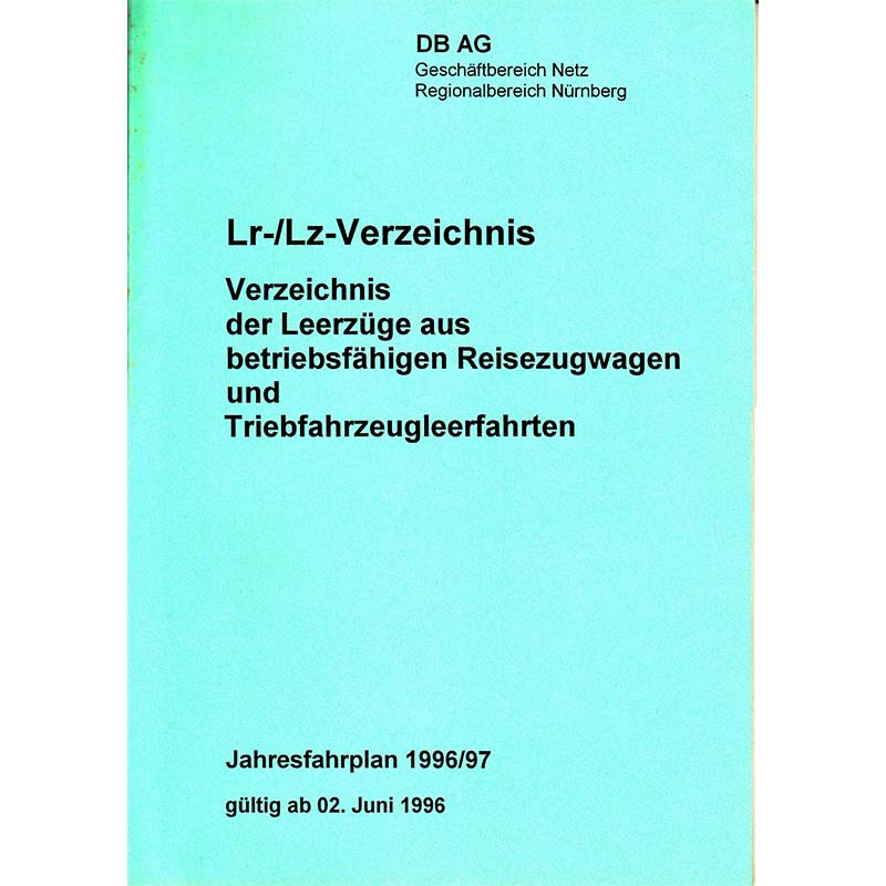 DB Ag · Lr-/Lz-Verzeichnis 1996/97