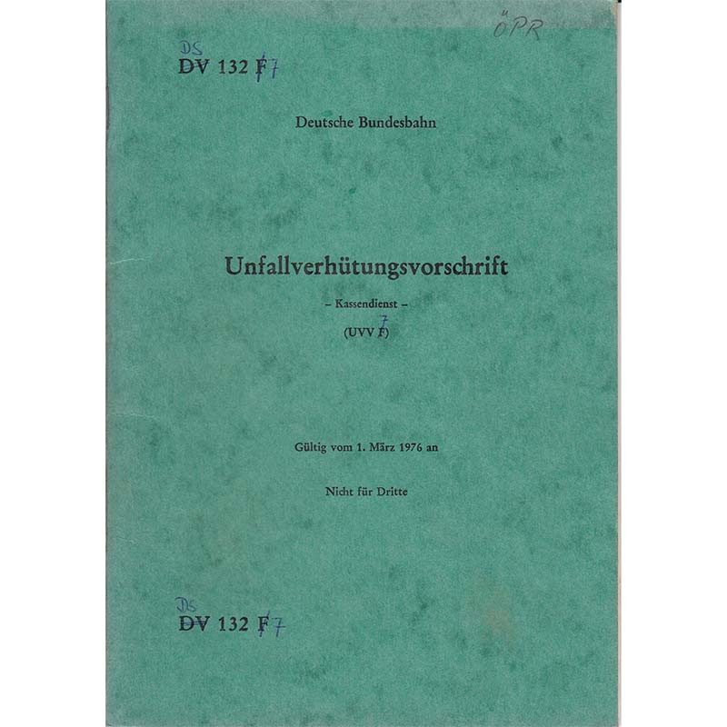Deutsche Bundesbahn - Unfallverhütungsvorschrift März 1976