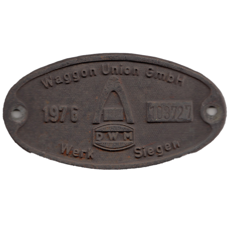 Original Waggonschild Waggon Union GmbH - 1976 - Werk Siegen (DWM)