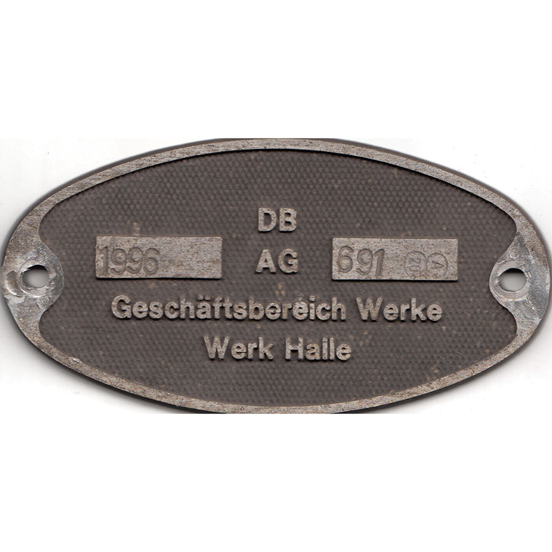 Original Waggonschild DB AG 1996 Werk Halle