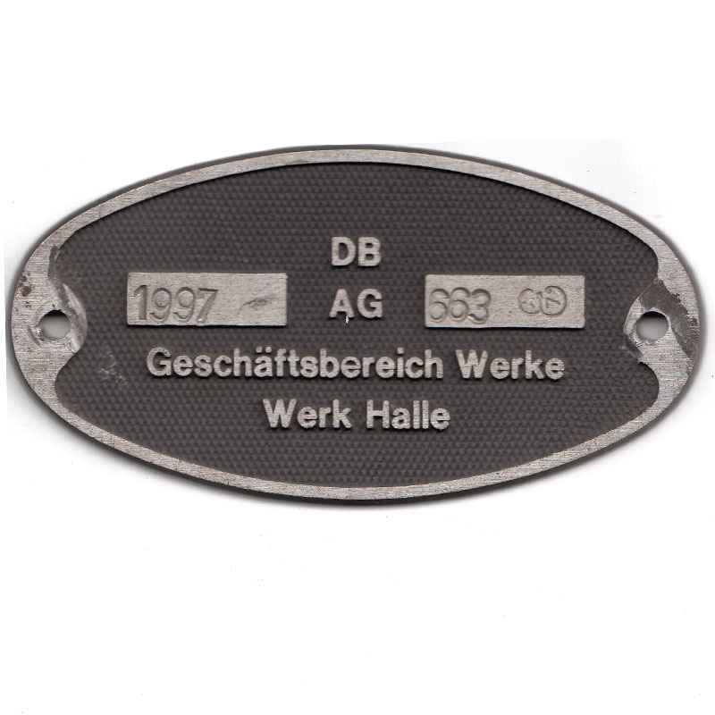 Original Waggonschild DB AG 1997 Werk Halle