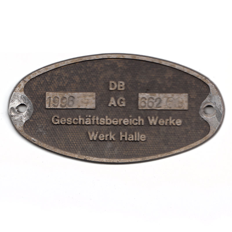 Original Waggonschild DB AG 1996 Werk Halle