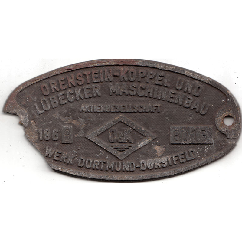 Original Waggonschild Orenstein-Koppel und Lübecker Maschinenbau