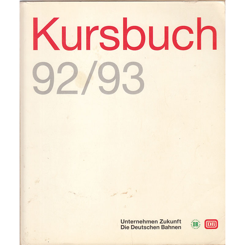 DB Kursbuch 1992/1993 inkl. Landkarte und Kurswagenverzeichnis 92/93