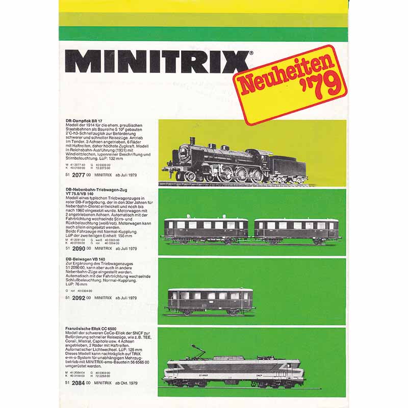 Minitrix Neuheitenblatt 1979