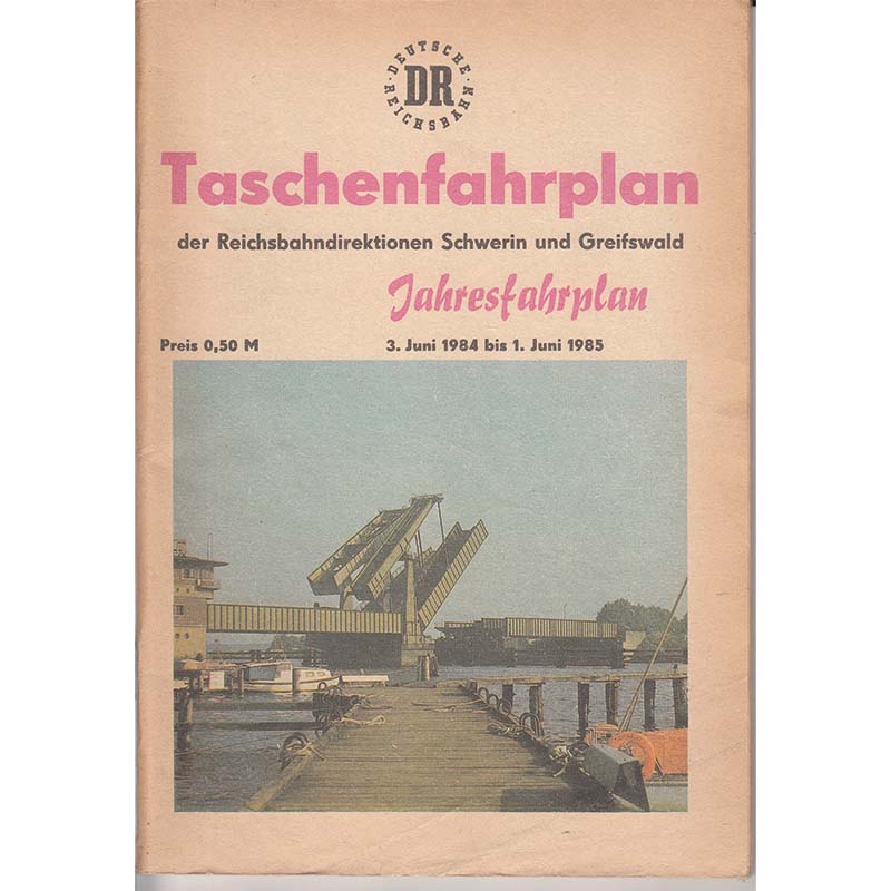 DR Taschenfahrplan 1985 mit Lesezeichen