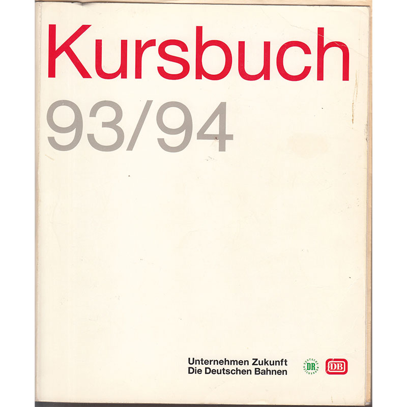 DB Kursbuch 93/94 - Gesamtausgabe inkl. Übersichtskarte und Zugverzeichnis