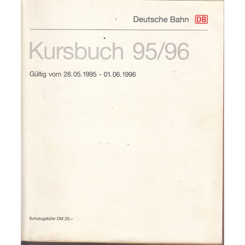 DB Kursbuch 95/96 - Gesamtausgabe inkl. Übersichtskarte und Zugverzeichnis