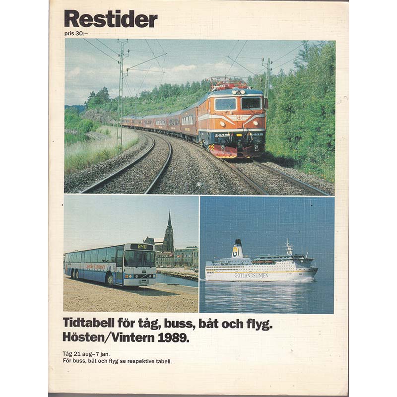 Schwedisches Kursbuch - Restider Hösten/Vintern 1989