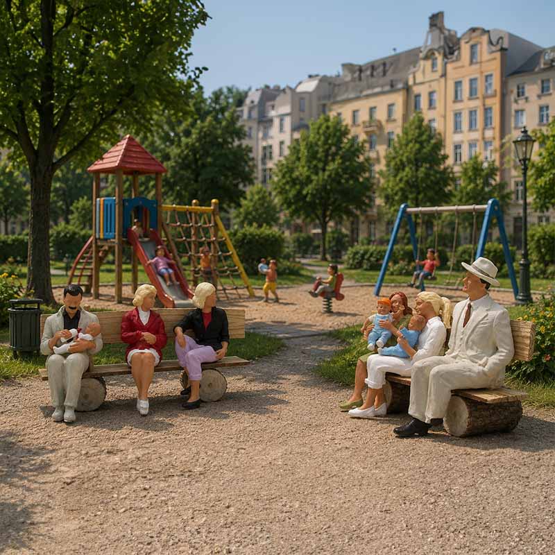 Preiser 45151 6 Sitzende Figuren, Eltern mit Kindern Spur G