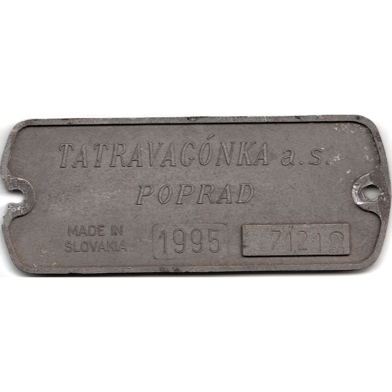 Original Waggonschild Tatravagónka a.s. Poprad, 1995, Slovakia